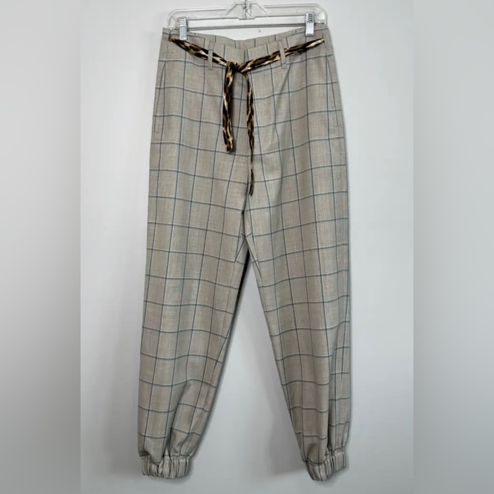 R13 Grey trousers with Leopard Drawstring